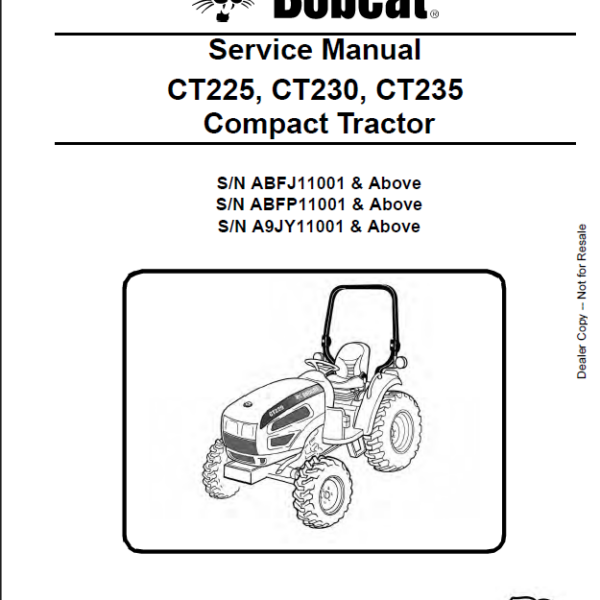 Bobcat CT230 Compact Tractor Service Manual (6987029) (SN ABFP11001-ABFP99999)