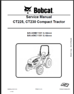 Bobcat CT225 Compact Tractor Service Manual (6986526) (SN A59B11001-A59B99999)