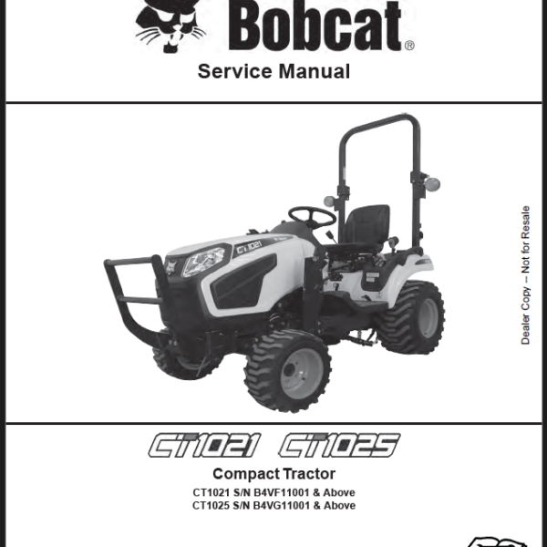 Bobcat CT1025 Compact Tractor Service Manual (7371512) (SN B4VG11001-B4VG99999)