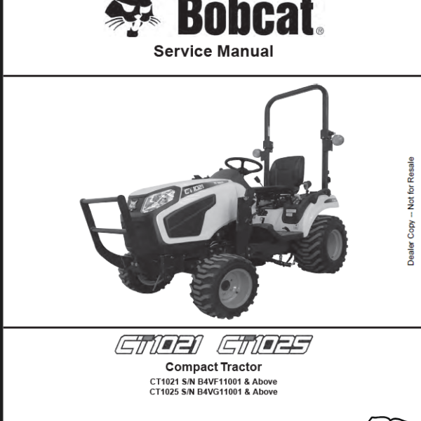 Bobcat CT1021 Compact Tractor Service Manual (7371512) (SN B4VF11001-B4VF99999)