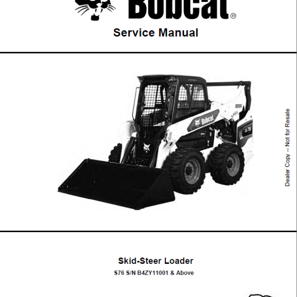 Bobcat S76 Loader Service Manual (7399012) (SN B4ZY11001-B4ZY99999)