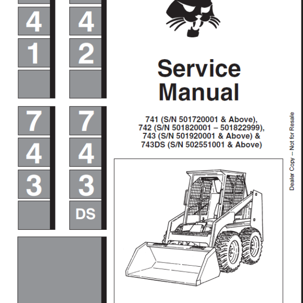 Bobcat 742 Loader Service Manual (6566109) (SN 509411001-509417999)