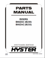 Hyster B60ZAC (B230) B80ZAC (B233) Riders Parts Manual