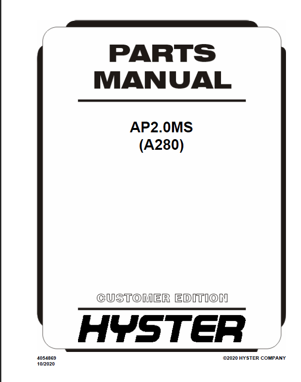 Hyster AP2.0MS (A280) Forklift Parts Manual