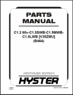 Hyster C1.3 80v-C1.5SWB-C1.5MWBC1.5LWB [V35ZMU] (B464) Forklift Parts Manual