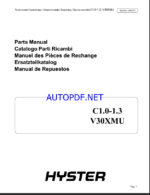 Hyster C1.0, C1.3 V30XMU Forklift PartHyster C1.0, C1.3 V30XMU Forklift Parts Manuals Manual