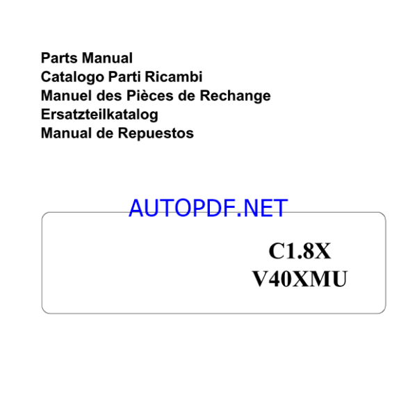 Hyster C1.8X, V40XMU Forklift Parts Manual