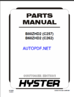 Hyster B80ZHD2 (C257) B60ZHD2 (C262) Forklift Parts Manual