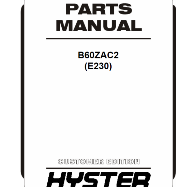 Hyster B60ZAC2 (E230) Forklift Parts Manual