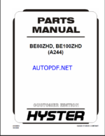 Hyster BE80ZHD, BE100ZHD (A244) Forklift Parts Manual