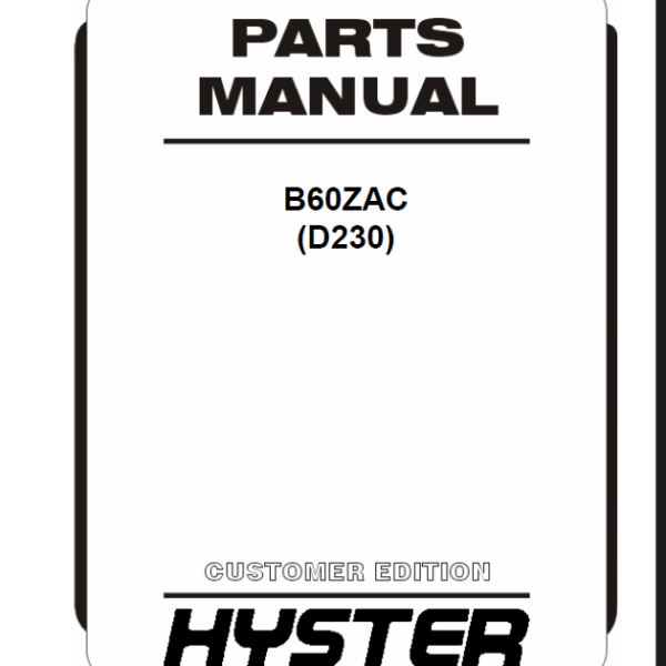 Hyster B60ZAC (D230) Forklift Parts Manual