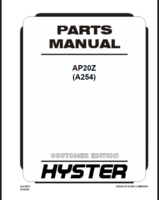Hyster AP20Z (A254) Forklift Parts Manual
