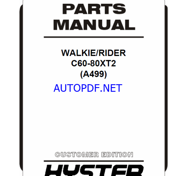 Hyster C60-80XT2 (A499) Walkie Rider Parts Manual