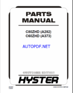 Hyster C80ZHD (A282) C60ZHD (A373) Forklift Parts Manual