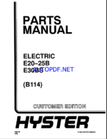 Hyster E20, E25B, E30BS (B114) Forklift Parts Manual
