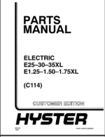 Hyster E25, E30, E35XL, E1.25, E1.50, E1.75XL (C114) Forklift Parts Manual