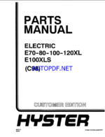 Hyster E70, E80, E100, E120XL, E100XLS (C98) Forklift Parts Manual