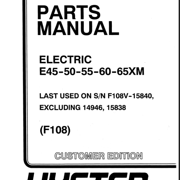 Hyster E45, E50, E55, E60, E65XM (F108) Forklift Parts Manual