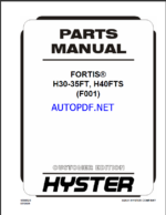 Hyster H30, H35FT, H40FTS (F001) Forklift Parts Manual