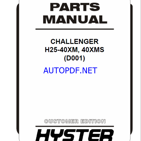 Hyster H25-40XM, H25-40XMS (D001) Forklift Parts Manual