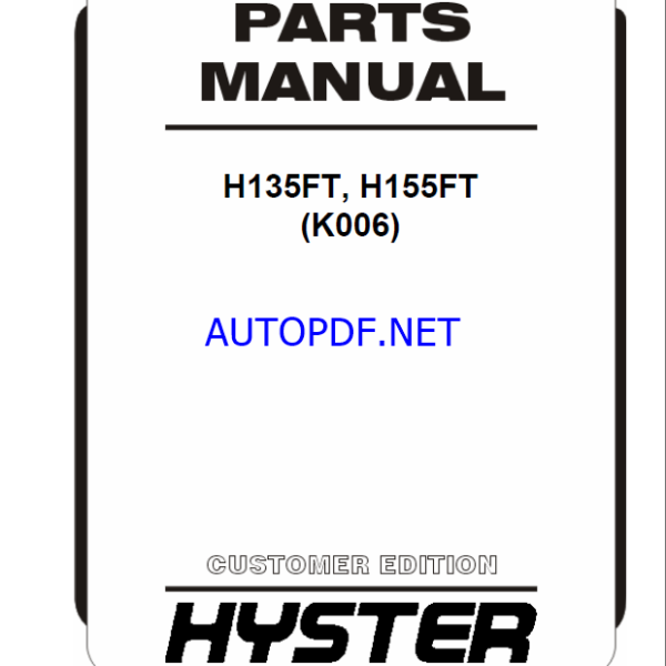 Hyster H9XM-EC7 (A3C0) Forklift Parts Manual