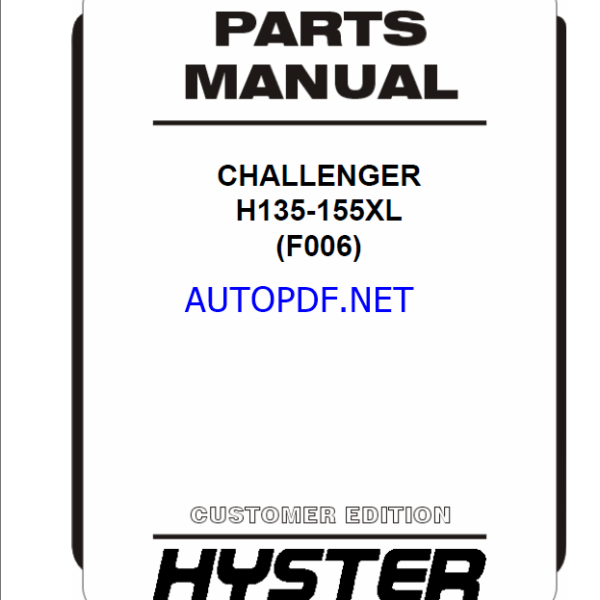 Hyster H135, H155XL (F006) Challenger Forklift Parts Manual