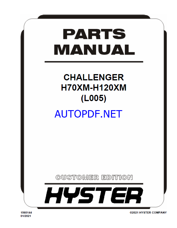 Hyster H70XM-H120XM(L005) Challenger Forklift Parts Manual