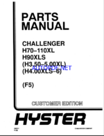 Hyster H70-110XL, H90XLS (H3.50-5.00XL) (H4.00XLS-6) (F5) Challenger Forklift Parts Manual