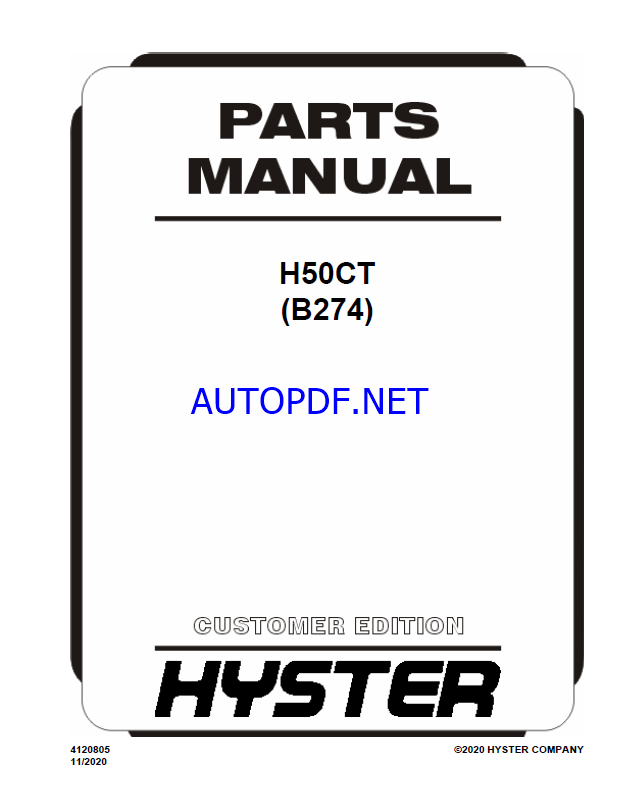 Hyster H60, H70, H80, H90C Challenger (C005) Forklift Parts Manual