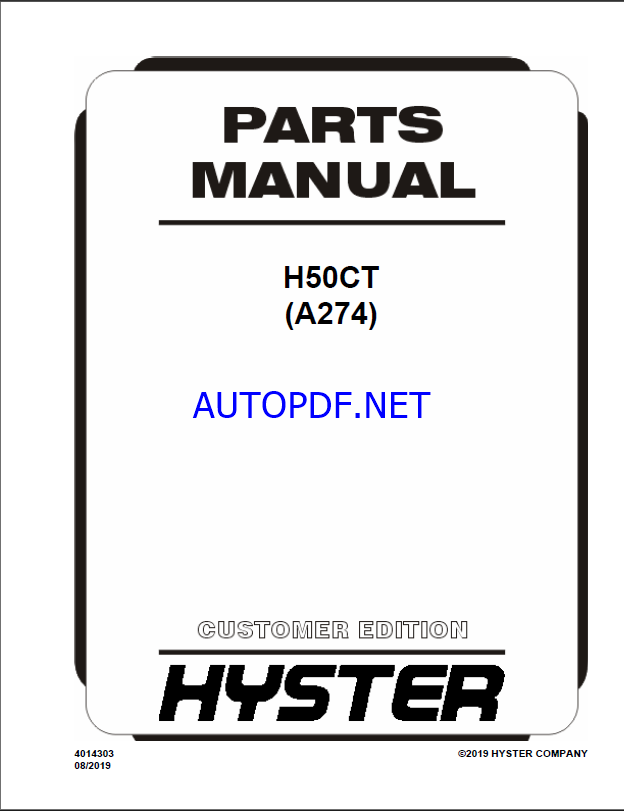 Hyster H50CT (A274) Forklift Parts Manual