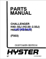Hyster H40, H50J (H2.00, H2.50J) H60JS (H3.00JS) (F003) Forklift Parts Manual