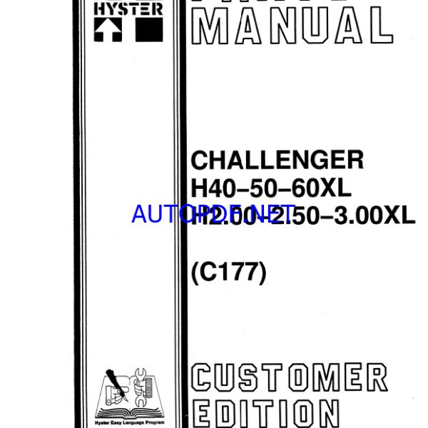 Hyster H40, H50, H60XL, H2.00, H2.50, H3.00XL (C177) Challenger Forklift Parts Manual