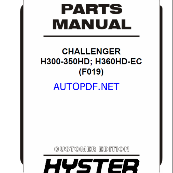Hyster H300-350HD; H360HD-EC (F019) Challenger Forklift Parts Manual