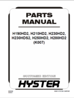 Hyster H190HD2, H210HD2, H230HD2, H230HDS2, H250HD2, H280HD2 (K007) Forklift Parts Manual