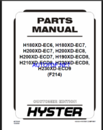 Hyster H180XD-EC6, H180XD-EC7, H200XD-EC7, H200XD-EC8, H200XD-ECD7, H190XD-ECD8, H210XD-ECD8, H230XD-ECD8, H230XD-ECD9 (F214) Forklift Parts Manual
