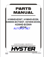 Hyster H180HD-EC6-7, H190HD-ECD8, H200HD-EC7-8-D7, H210HD-ECD8, H230HD-ECD8-9 (E214) Forklift Parts Manual