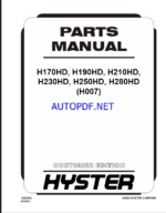 Hyster H180HD-EC6-7, H190HD-ECD8, H200HD-EC7-8-D7, H210HD-ECD8, H230HD-ECD8-9 (E214) Forklift Parts Manual