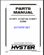 Hyster H170FT, H175FT36, H190FT (D299) Forklift Parts Manual