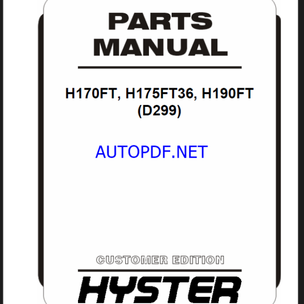 Hyster H170FT, H175FT36, H190FT (D299) Forklift Parts Manual