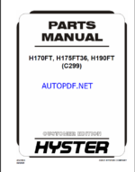 Hyster H170FT, H175FT36, H190FT (C299) Forklift Parts Manual