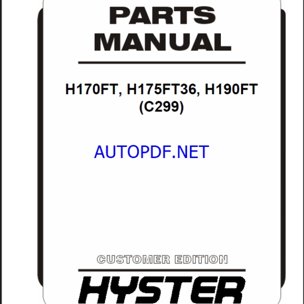 Hyster H170FT, H175FT36, H190FT (C299) Forklift Parts Manual