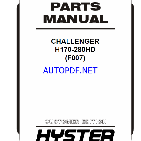 Hyster H170-280HD (F007) Forklift Parts Manual