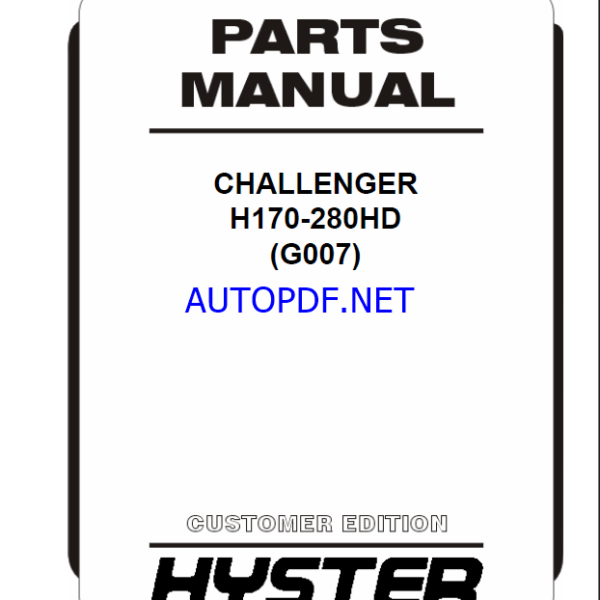 Hyster H170, H280HD (G007) Challenger Forklift Parts Manual
