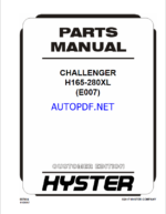 Hyster H165-280XL (E007) Challenger Forklift Parts Manual