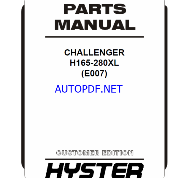 Hyster H165-280XL (E007) Challenger Forklift Parts Manual