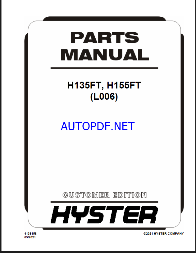 Hyster H135FT, H155FT (L006) Forklift Parts Manual