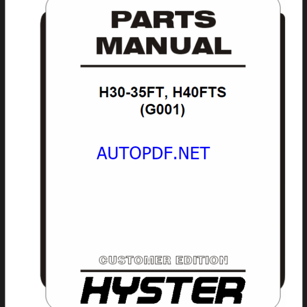 Hyster H30-35FT, H40FTS (G001) Forklift Parts Manual
