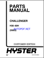 Hyster H30, H60H (D003) Challenger Forklift Parts Manual