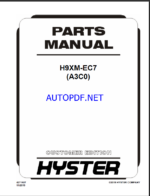 Hyster H9XM-EC7 (A3C0) Forklift Parts Manual