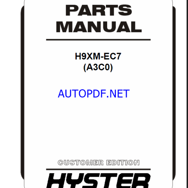 Hyster H9XM-EC7 (A3C0) Forklift Parts Manual